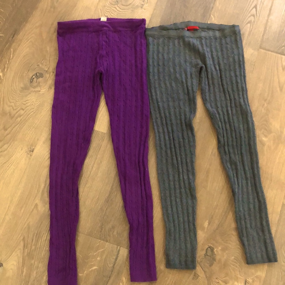 KNITTED LEGGING BUNDLE LOT. Purple and gray size SMALL JUNIORS
